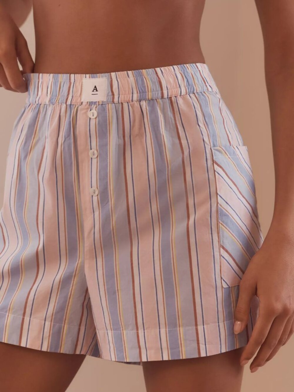 NWT The Wren Boxer Shorts Anthropologie: Patch Pocket Edition Casual Striped XL